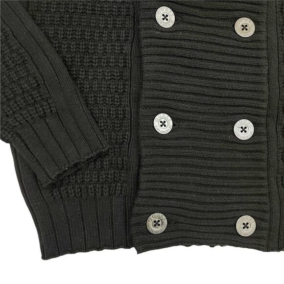Guess Sweater Womens Small Black Waffle Knit Button Up Shawl Collar School Work - Picture 7 of 10